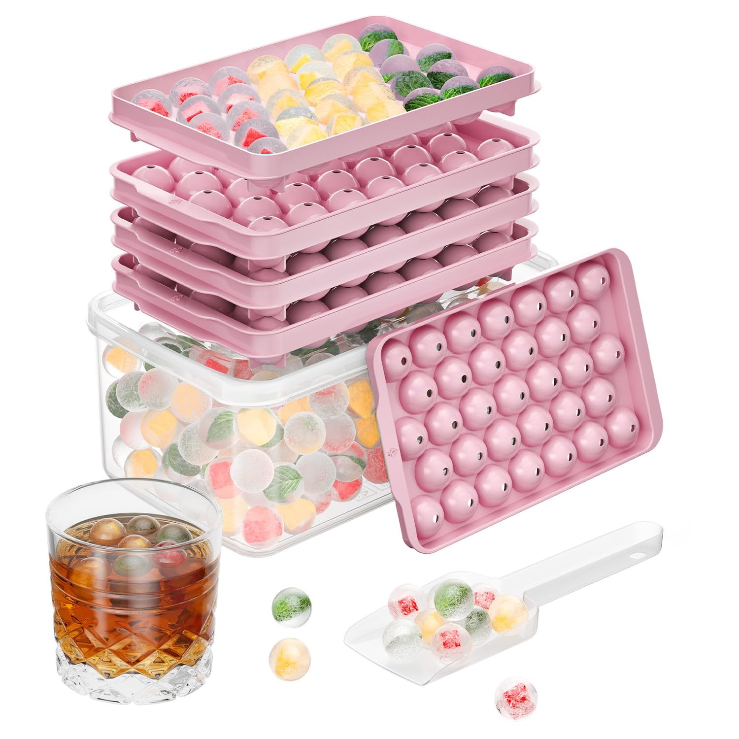 Optish 3 Pack Ice Trays for Freezer, 99 PCS 7.9 x 4.9 x 3.4 Inch, Pink