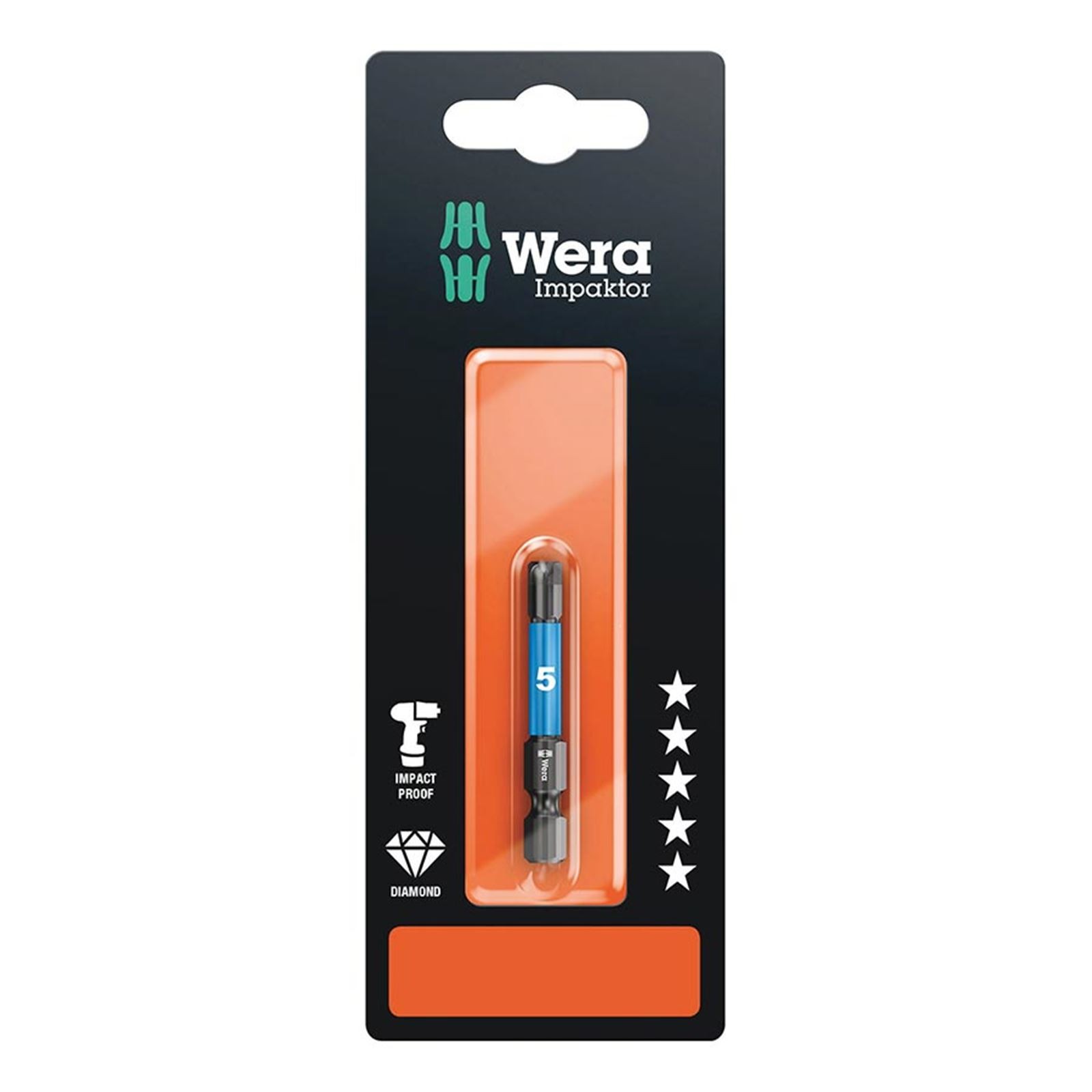 Wera 840/4 IMP DC Impactor Bits SB - Hex-Plus 5.0 x 50mm 05073945001