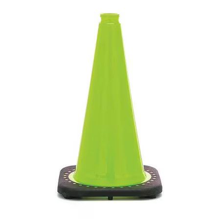 Zoro Select Rs45015c-Lime Traffic Cone, Pvc, Non-Reflective, 18 In Height, 3,