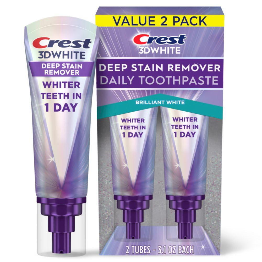 3Dwhite Brilliance Deep Stain Remover Brilliant White Toothpaste - 3.1Oz/2Pk