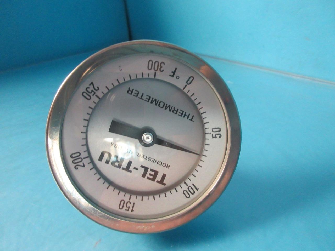 NEW TEL-TRU THERMOMETER "0-300°" F 2.5" STEM .25" 5/8" CONNECTION THREADED MALE