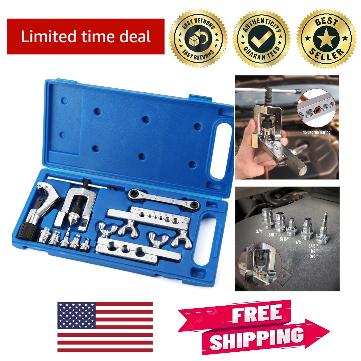 Durable Single Flaring & Swaging Tool Set - Ideal for Copper and Aluminum Tubing