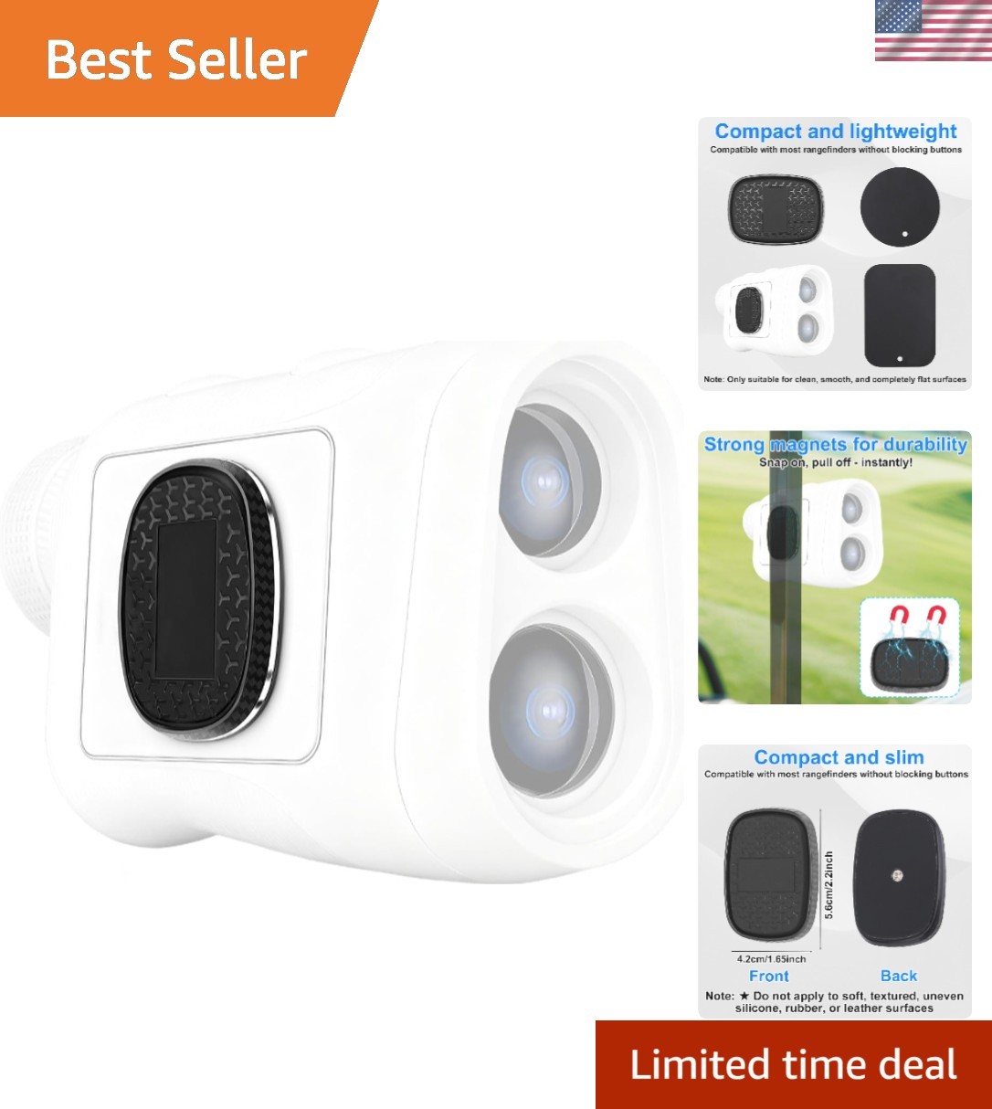 Durable Magnetic Golf Rangefinder Mount with Washers - Black Golf Cart Accessory