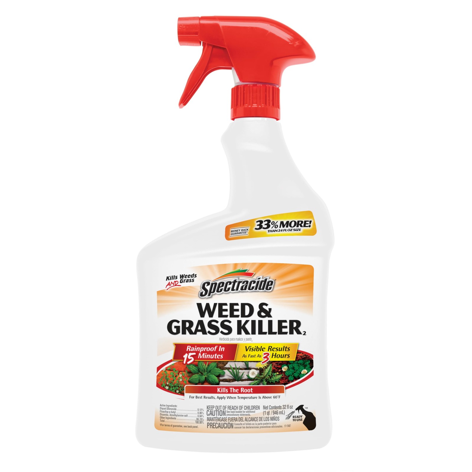 Spectracide Weed & Grass Killer 2, Use On Driveways, 32 Fl Oz (Pack of 1)