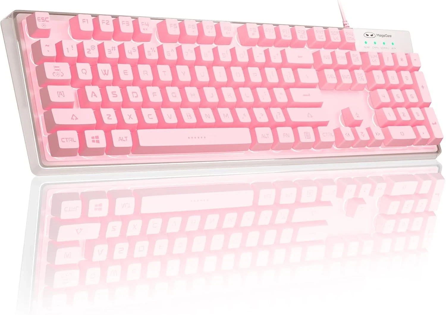 Gaming Keyboard, pink Solid Colors Backlit Wired Keyboard Pink