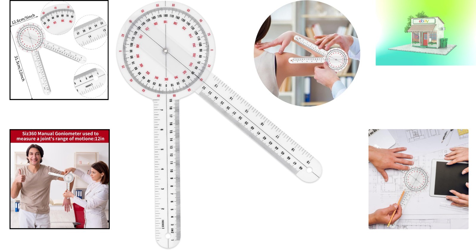 Multifunctional Transparent Goniometer - 2-Inch Angle Ruler for Joint Assessment