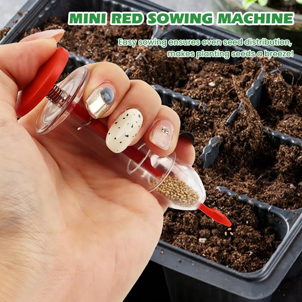 7pc Mini Seed Spreader Tool Set Garden Hand Dispenser Sower Dibber Widger Gloves