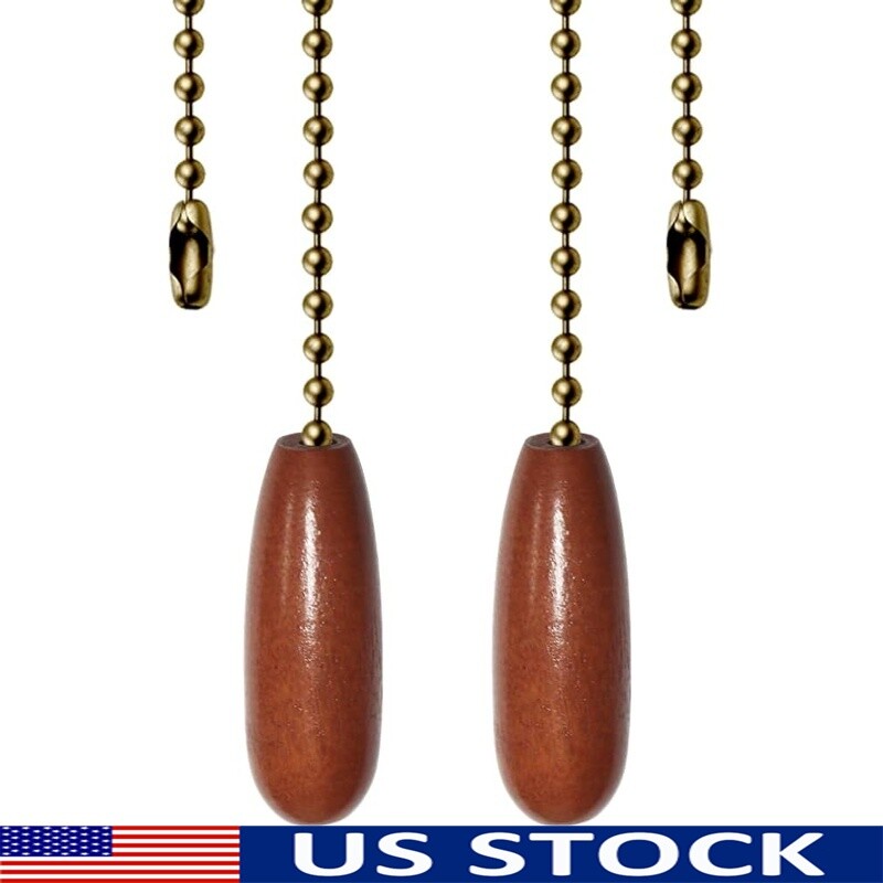 2 Pack Ceiling Fan Pull Chain Extender Wooden Beaded Ball Pendant Home Decor New