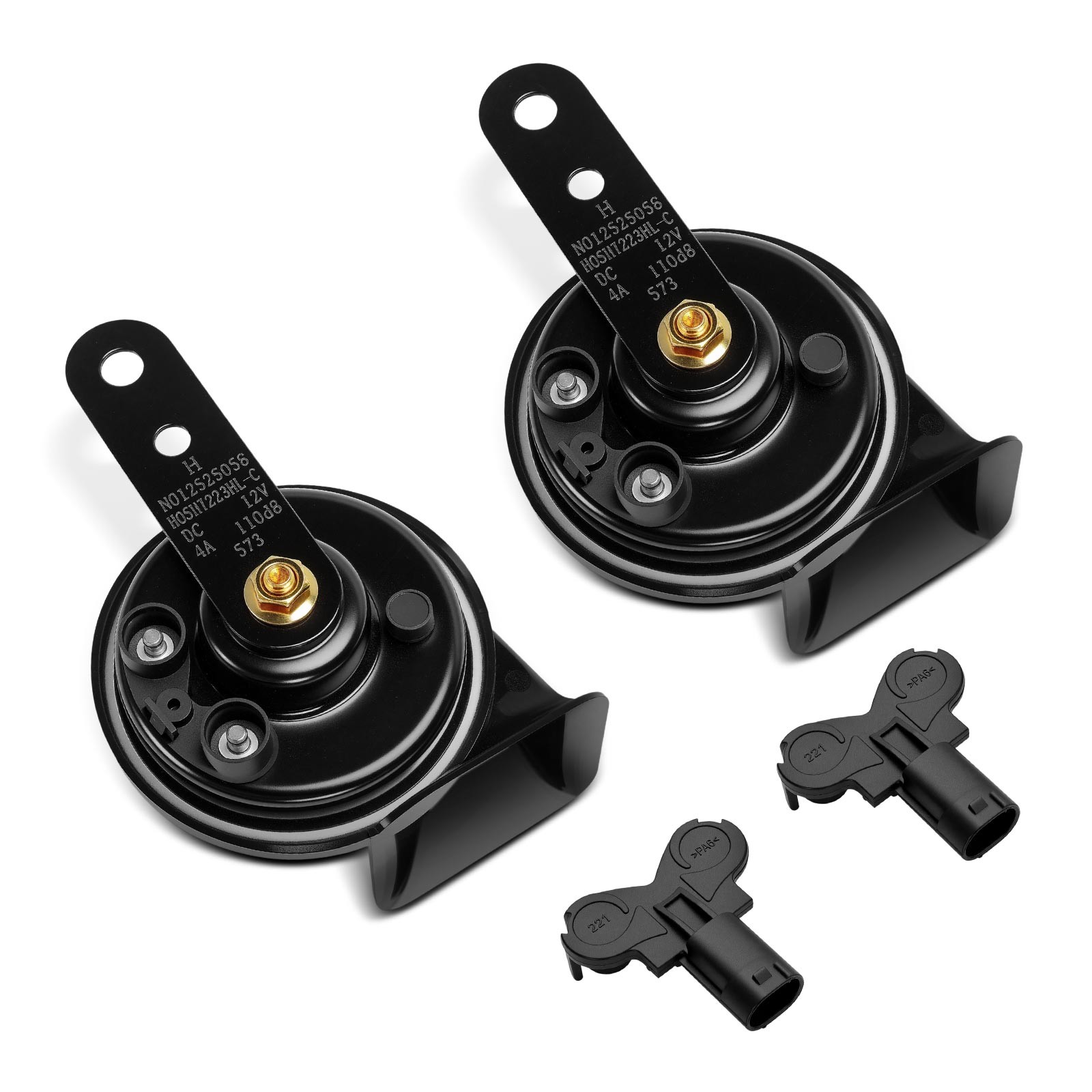 2x 80mm ABS Plastic Snail Horn for Hyundai Accent Sonata Kia with 2 Connectors