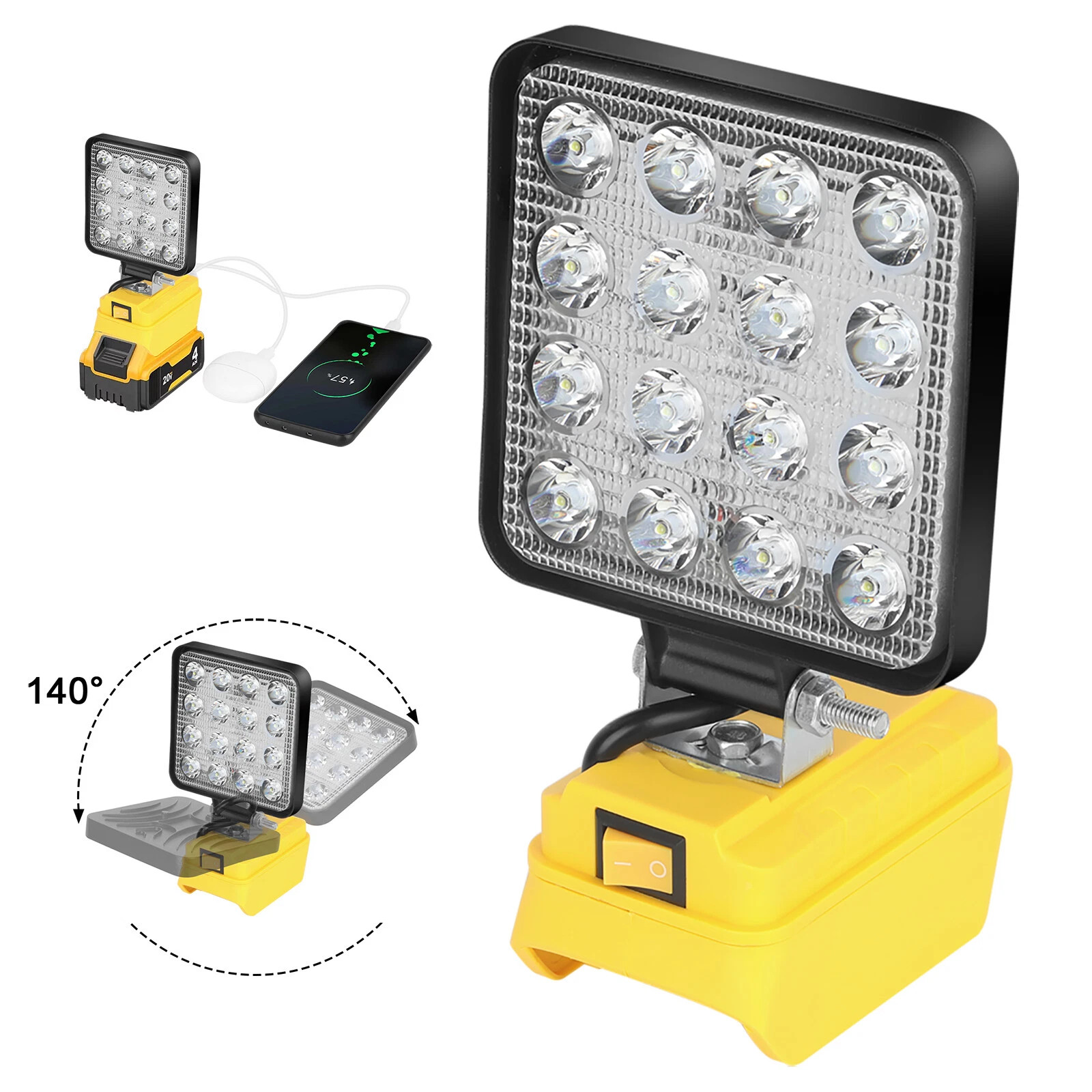 LED Work Light for Dewalt 18V 20V XR Battery Cordless Workshop Flashlight USB