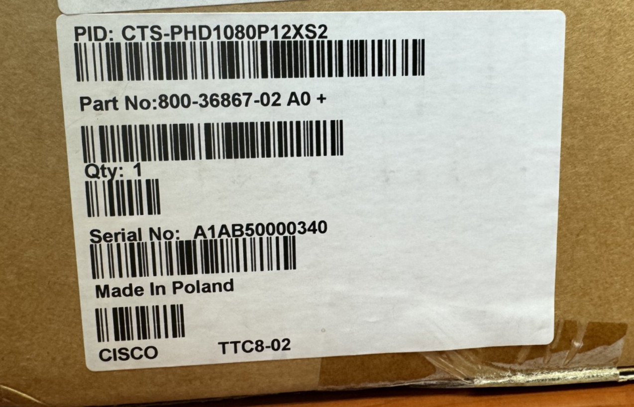 Cisco CTS-PHD1080P12XS2= Gen 2 PrecisionHD Telepresence Conferencing Camera