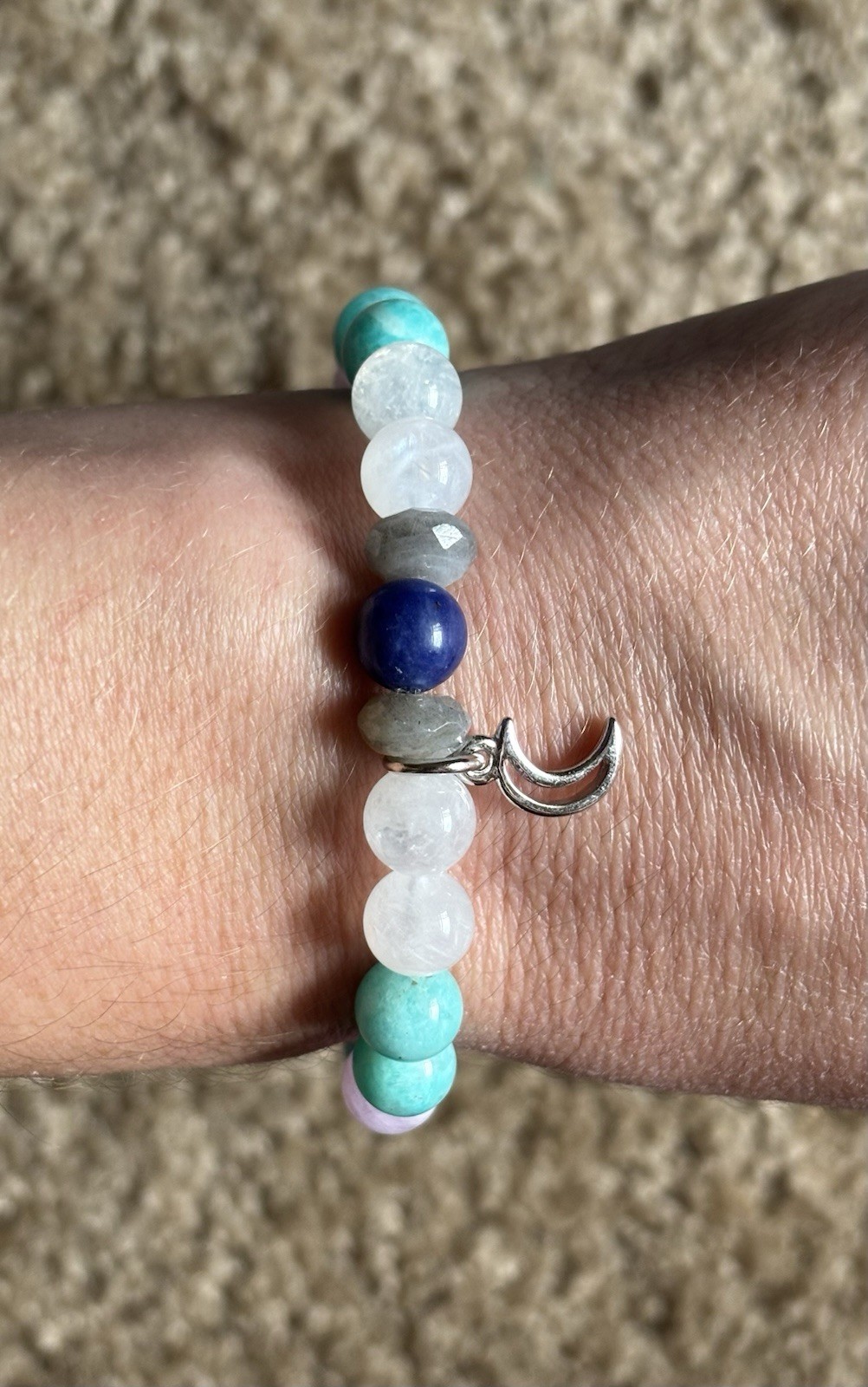 Gemstone Bracelet – Moonstone, Amazonite, Kunzite, Sodalite, & Labradorite