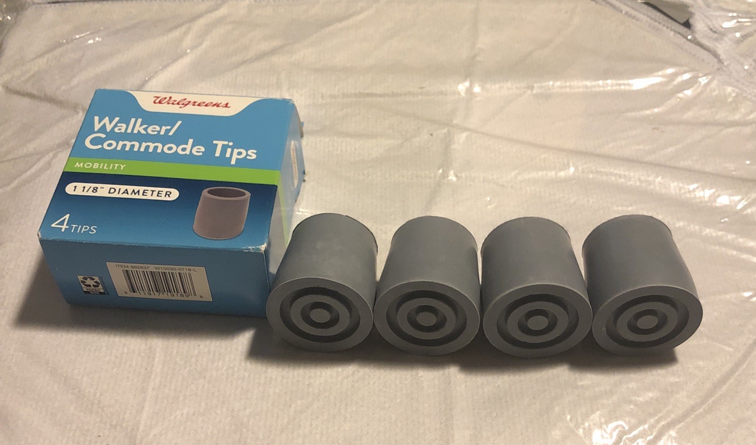 Walgreens Walker / Commode Tips Mobility 1-1/8" 4 Rubber Tips New