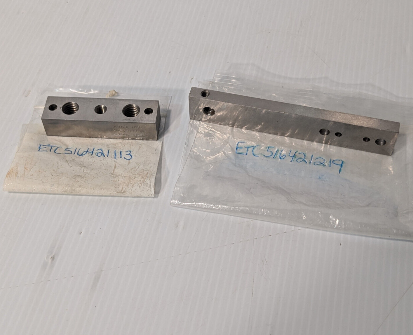 Lot of 2: Action Tool  516421219, 516421113 Precision Parts, manifold/block/bar