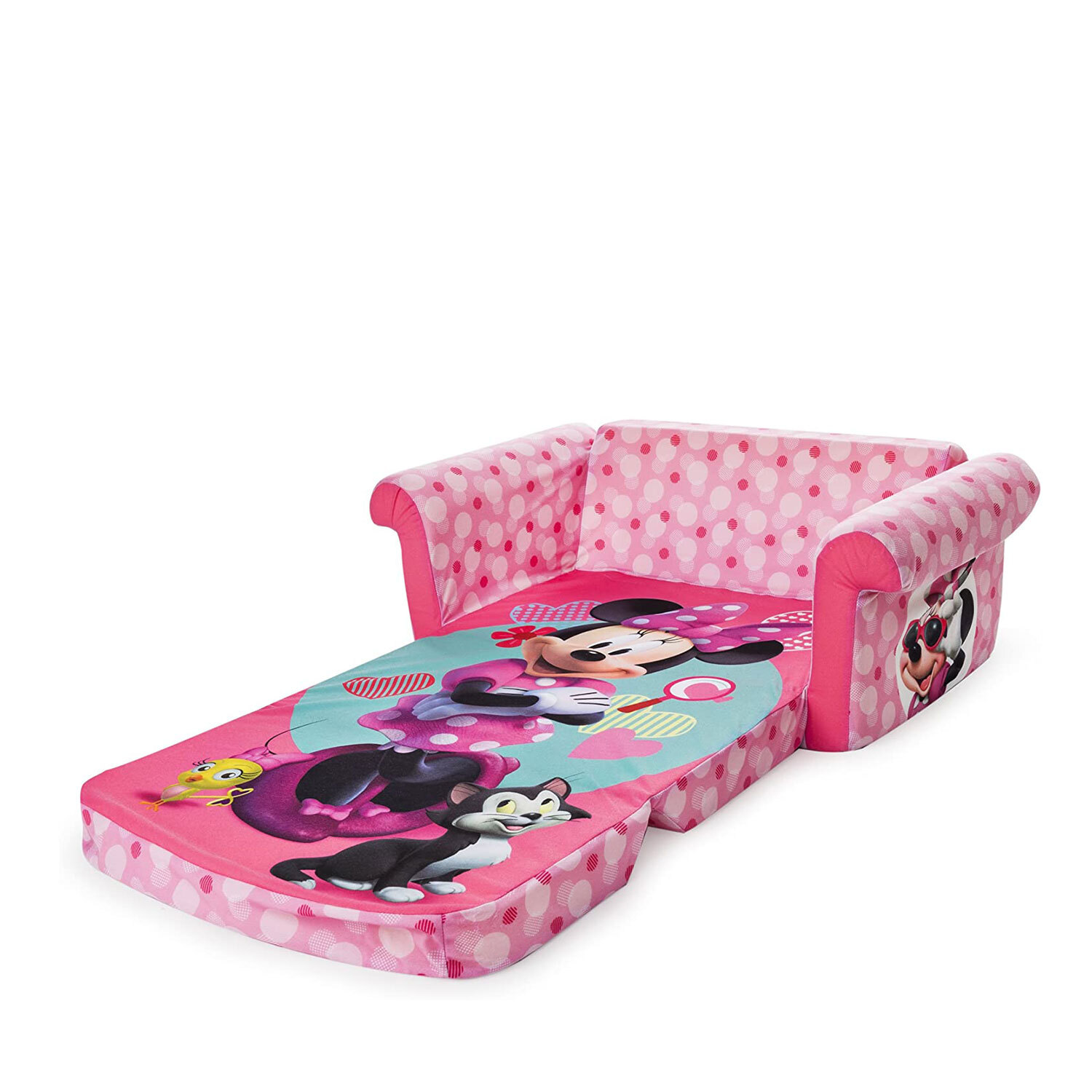 Marshmallow Furniture Kids Flip Open Sofa Furniture Couch, Minnie Mouse (Used)
