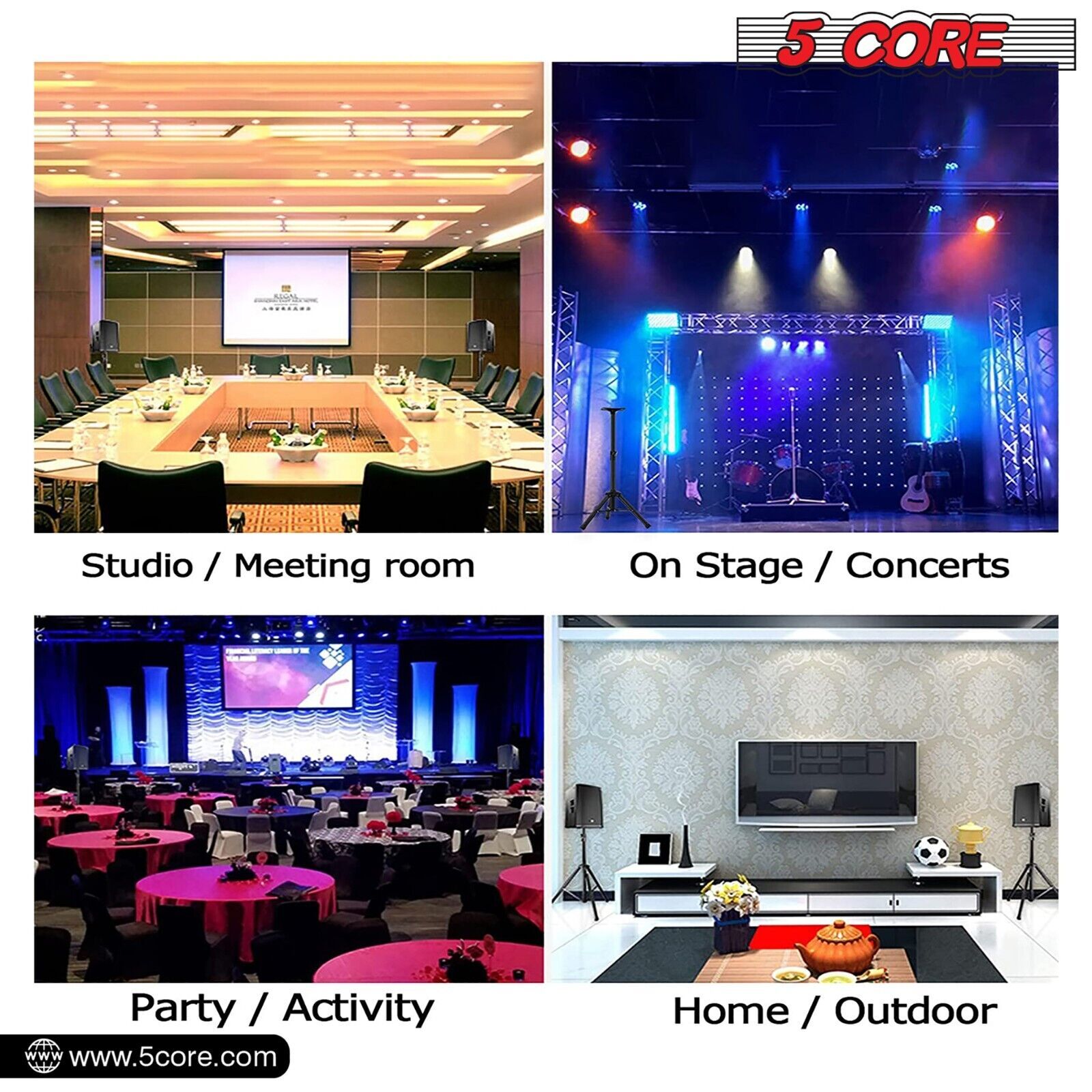 5Core Speaker Stand Tripod Tall Adjustable 72 Inch DJ Studio Monitor Pair Stands