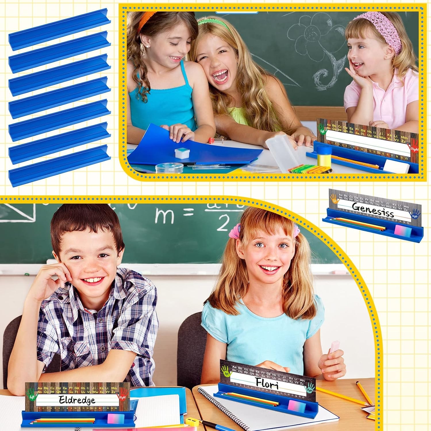 Classroom Desk Name Plates Holder Student Card Storage