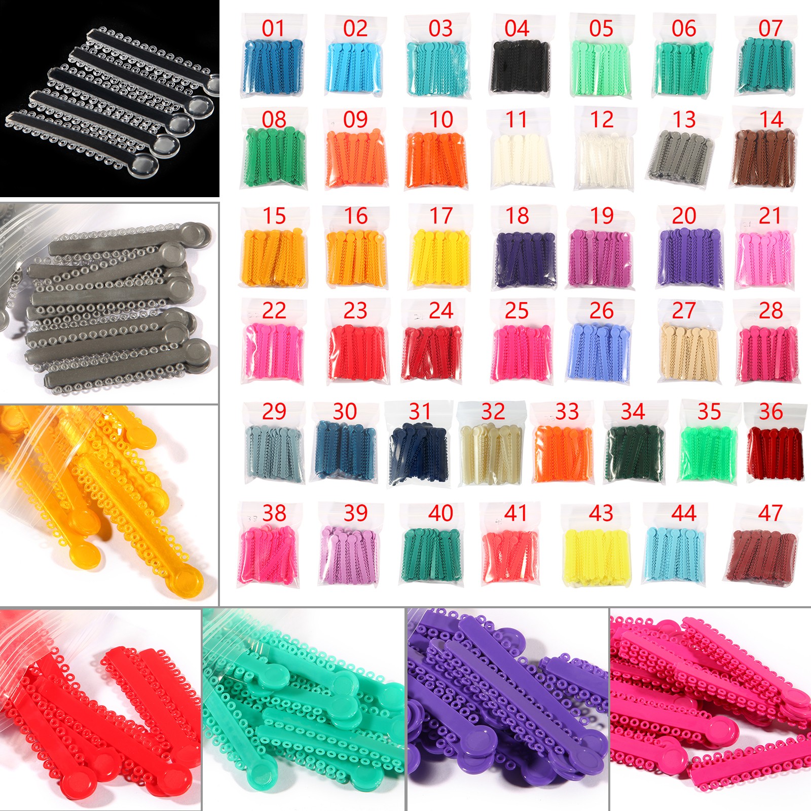 Dental Ortho Ligature Bands Elastic Elastomeric Ties 1040/Bag All Colors O & S
