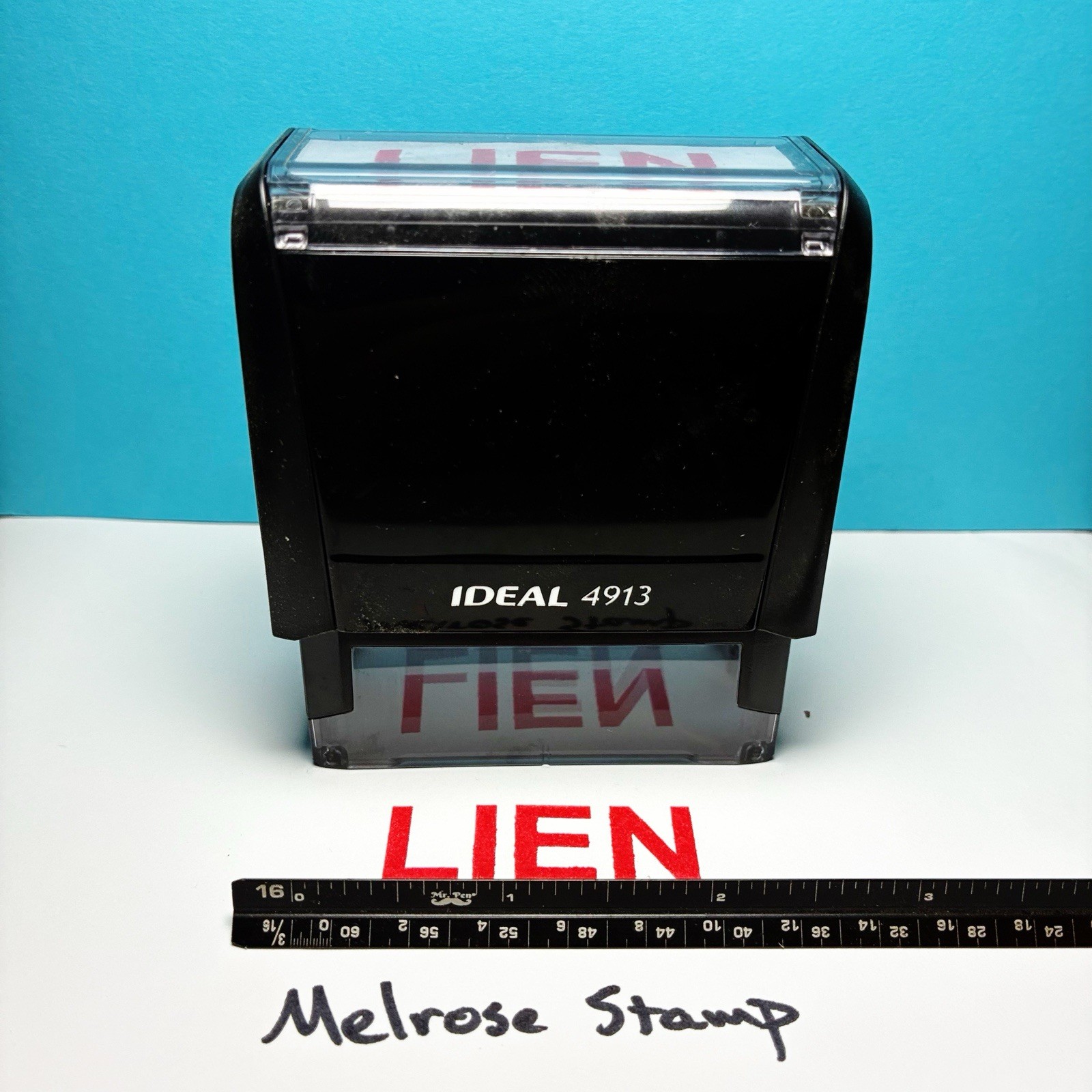 Lien Rubber Stamp Red Ink Self Inking Ideal 4913