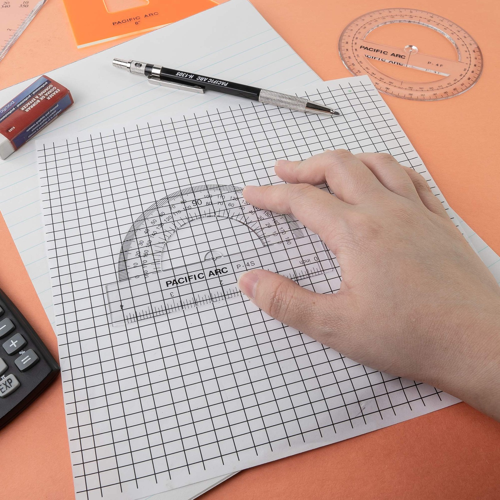 Pacific Arc's 8 Inch Plastic Protractor Clear Ruler
