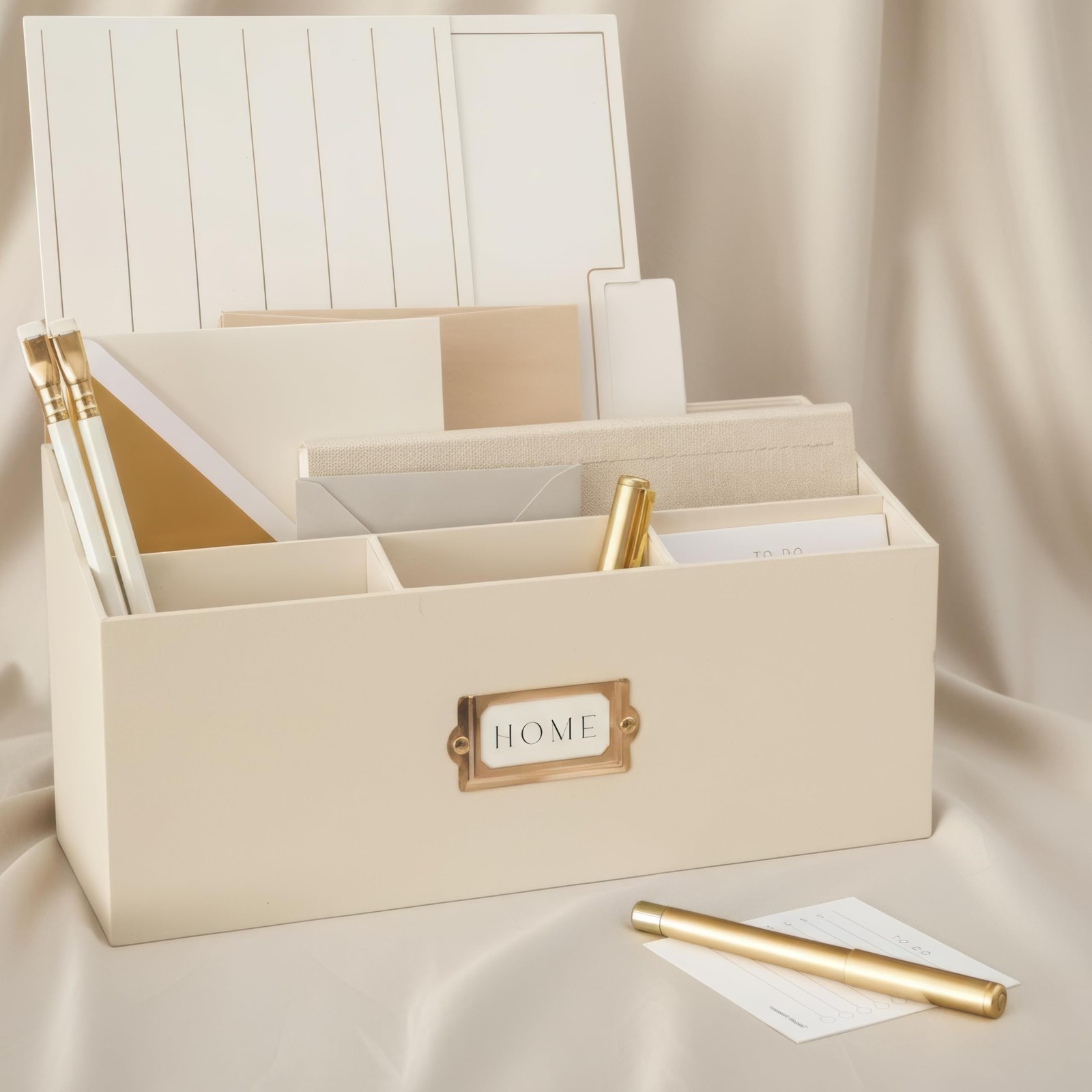 KIBAGA Stylish Linen Mail Organizer for Your Countertop – Easily Organizes Pe...