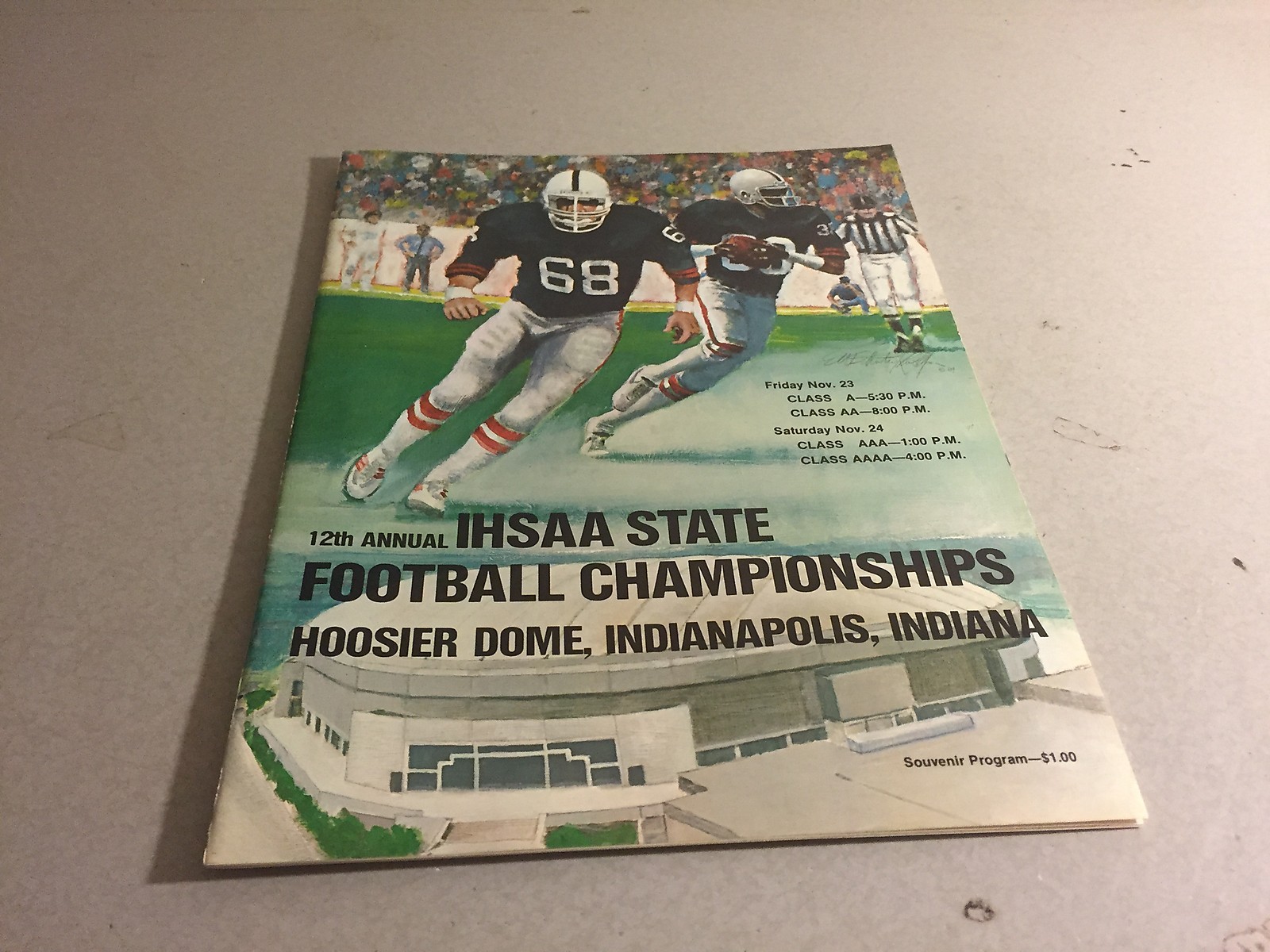 1984 12th Annual IHSAA State Football Championships Program Hoosier Dome Indy