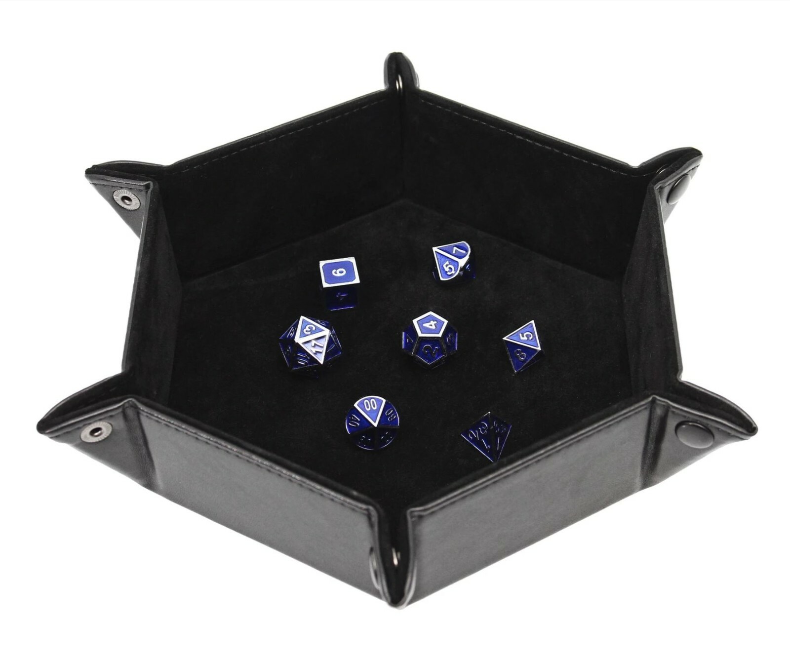 Black Hexagon Flat Folding Dice Snap Tray - DnD, Dungeons & Dragons, d20 RPG