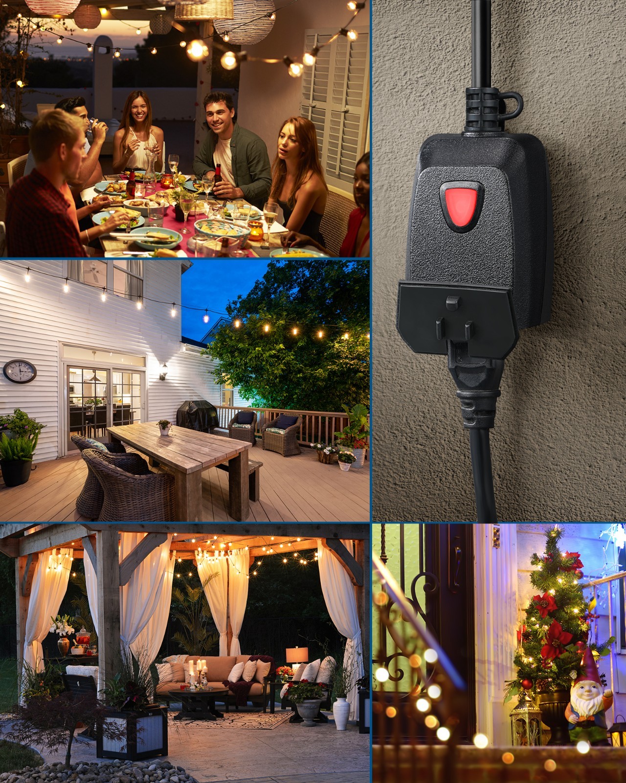 DEWENWILS Outdoor Dimmer for String Lights Remote Control 100FT IP44 Waterproof
