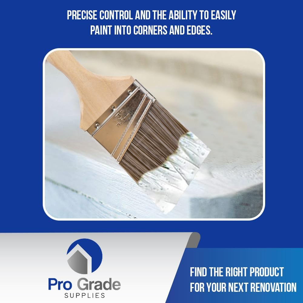 12 Pack 3" Angle Paint Brushes for Walls, Trim, & Detail Work
