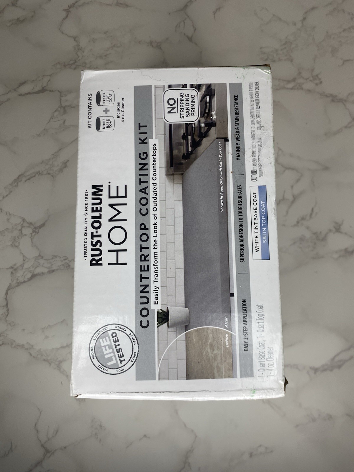 Rust-Oleum 384962 Home Countertop Kit Ultra White Tint Base with Satin Top-Coat