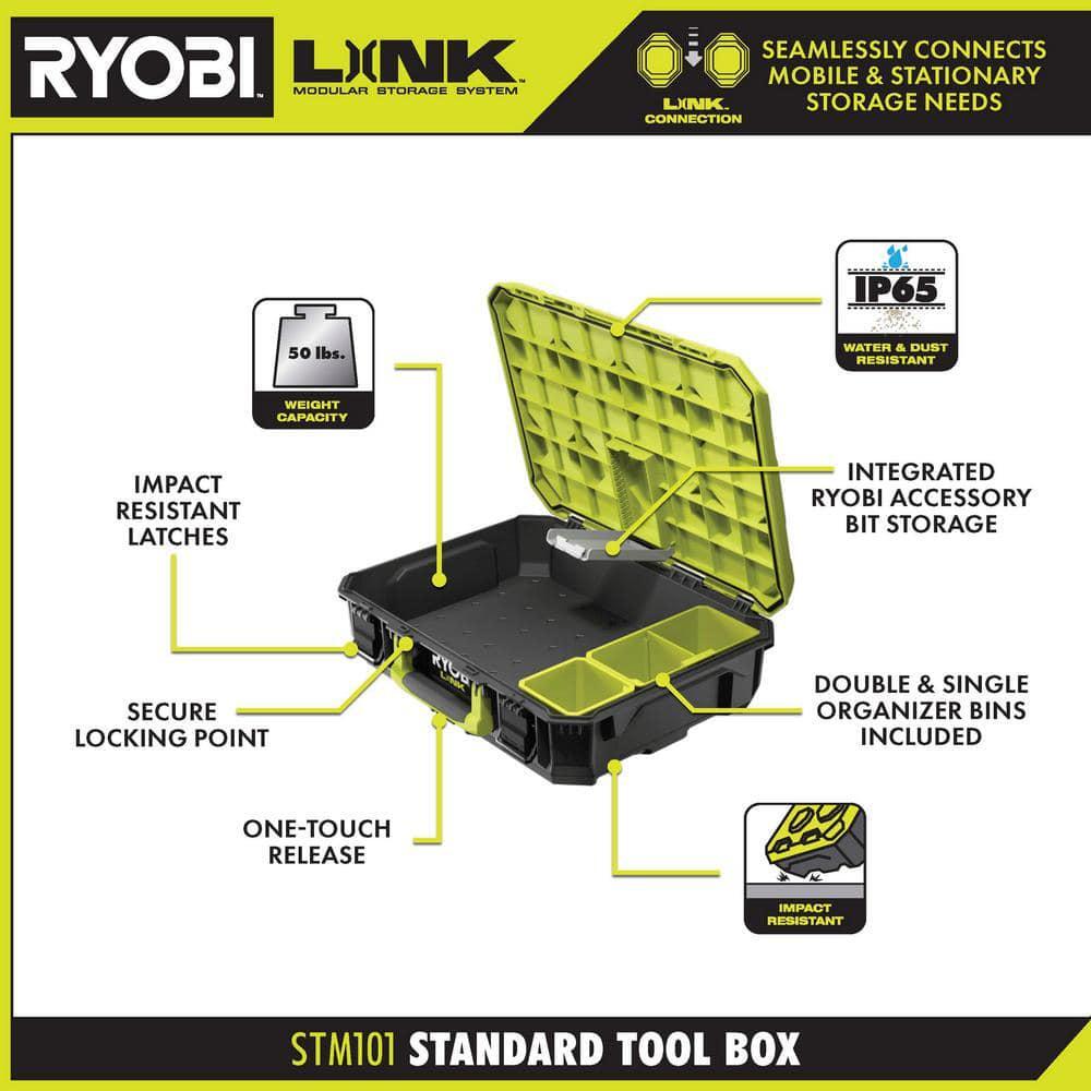 Ryobi Link Tool Box Impact Water Dust Resistant Modular Storage System Durable