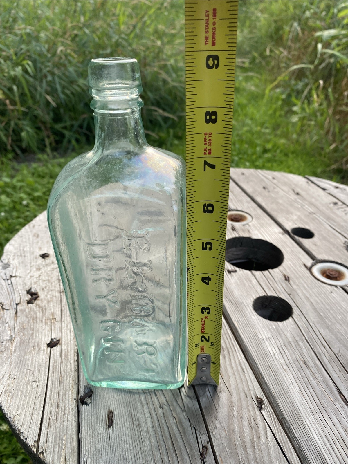 Antique EL-BART Dry Gin Bottle. Embossed, Cork Top