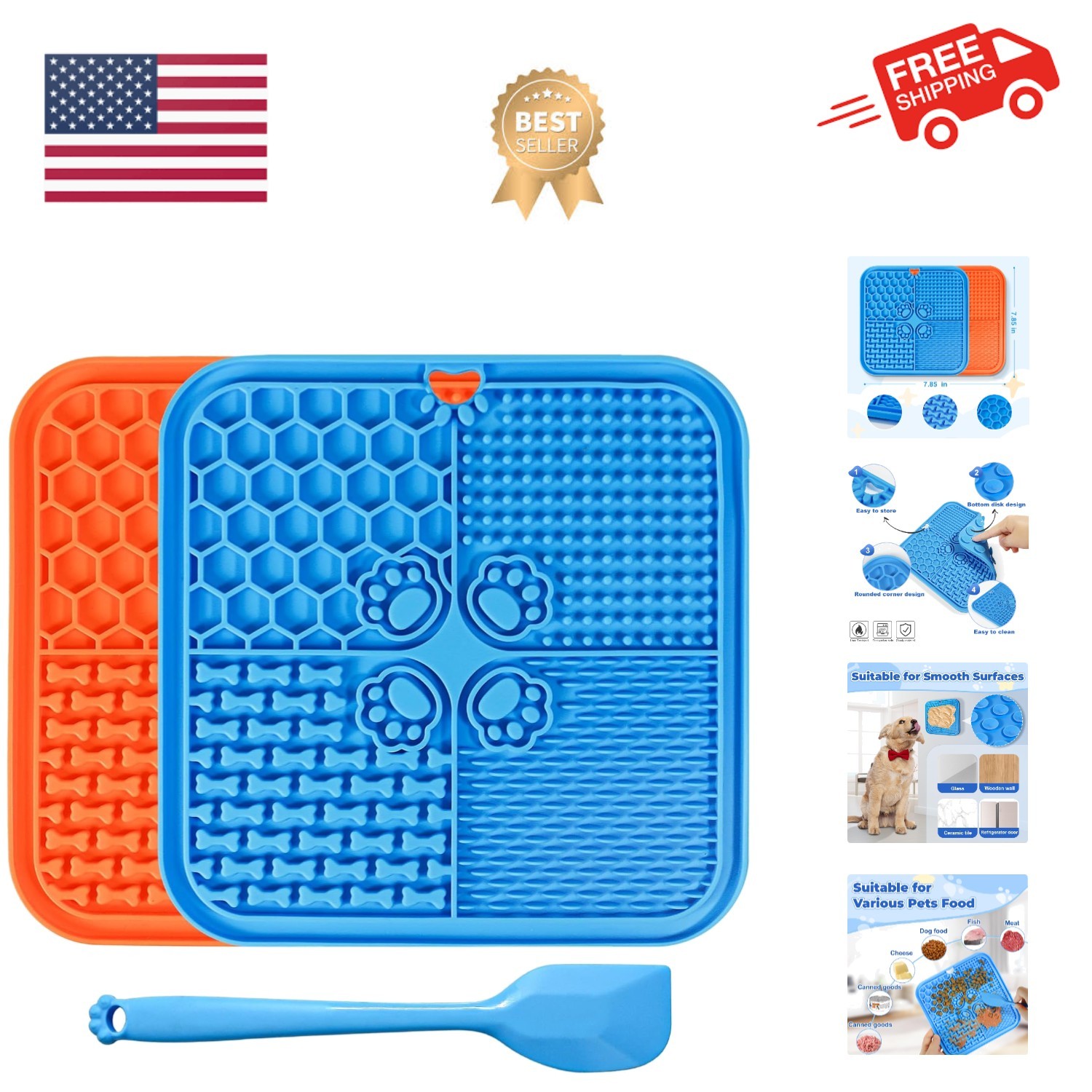 Anxiety Relief Lick Mats for Dogs - Dishwasher Safe 2-Pack with Suction Cups