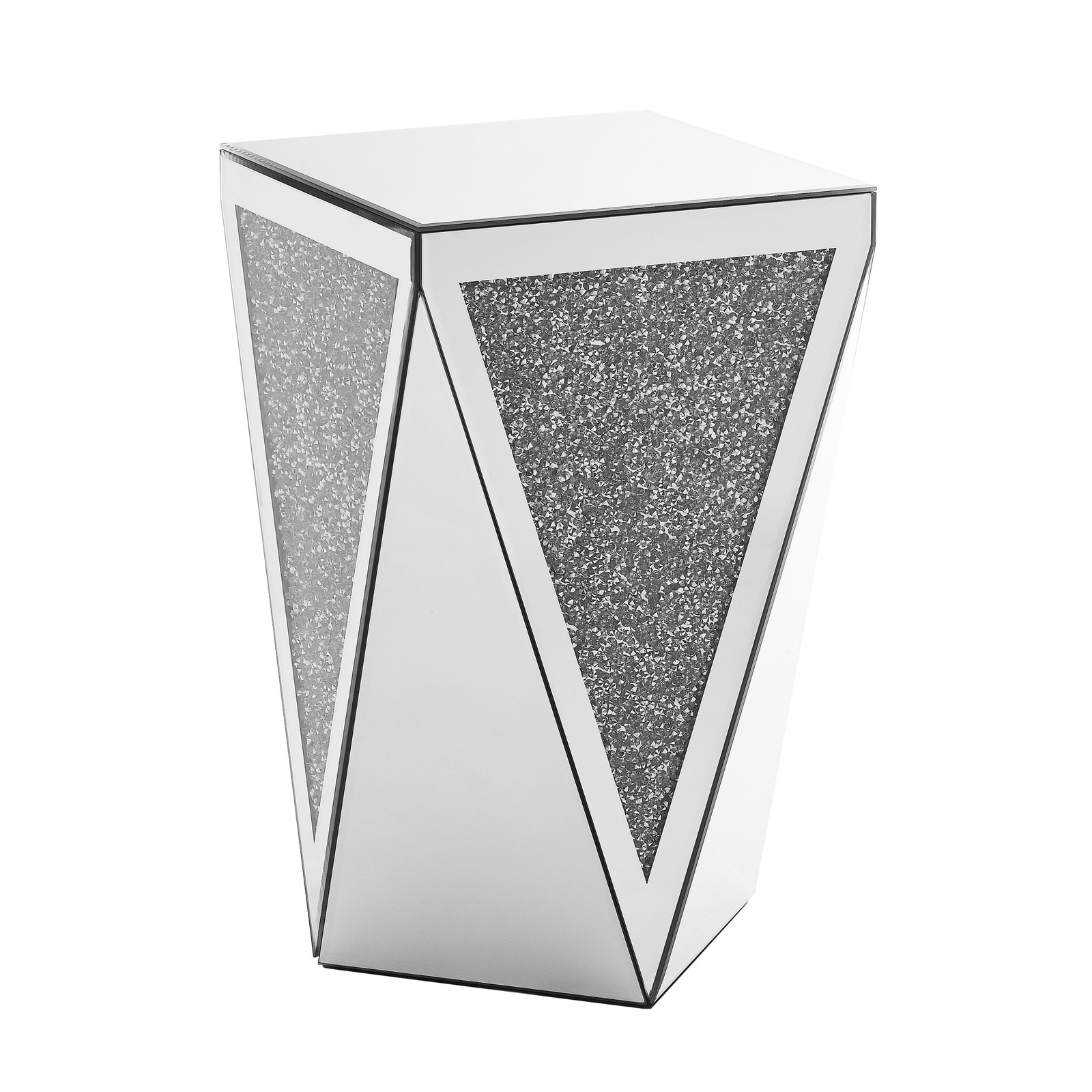 Inverted triangular mirror square table, crystal diamond inlaid coffee table, si