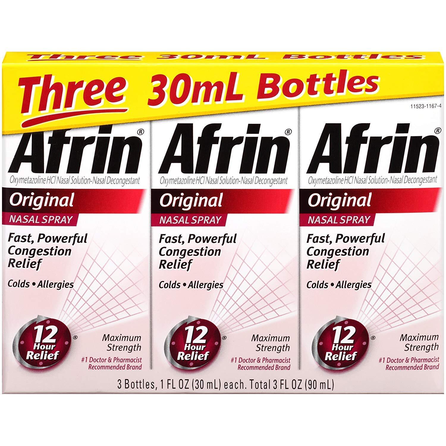 Afrin Original Maximum Strength 12 Hour Nasal Congestion Relief Spray 3 Pack