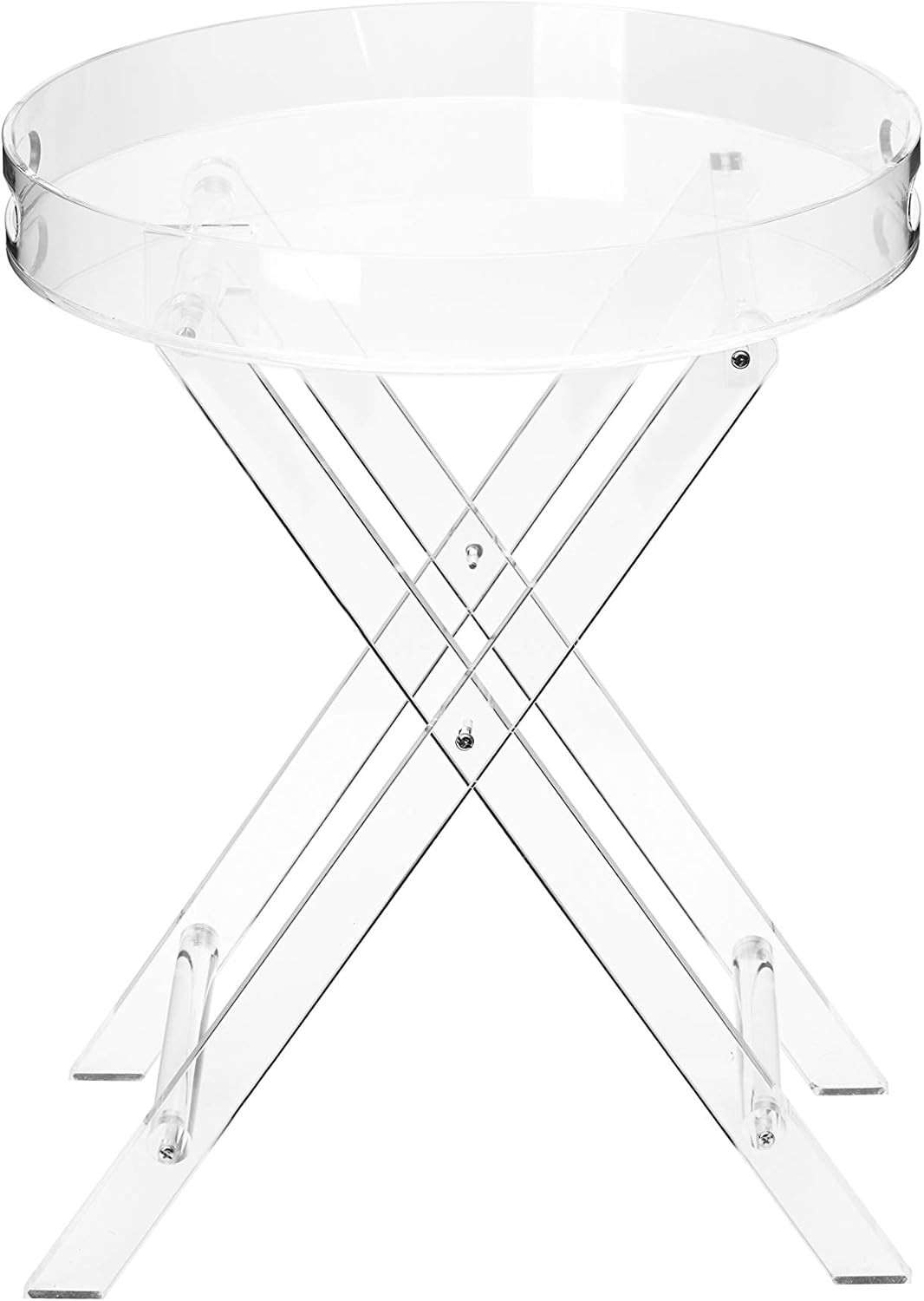 Clear Acrylic Small Folding Table,Round Tray Drink Table,For Office, Nightstand