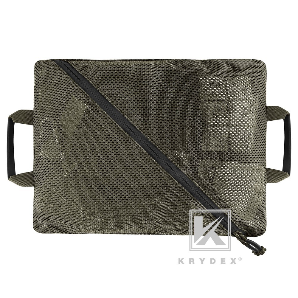KRYDEX 2pcs Tactical Mesh Pouch Set Modular Storage Organizer Pockets Green BK