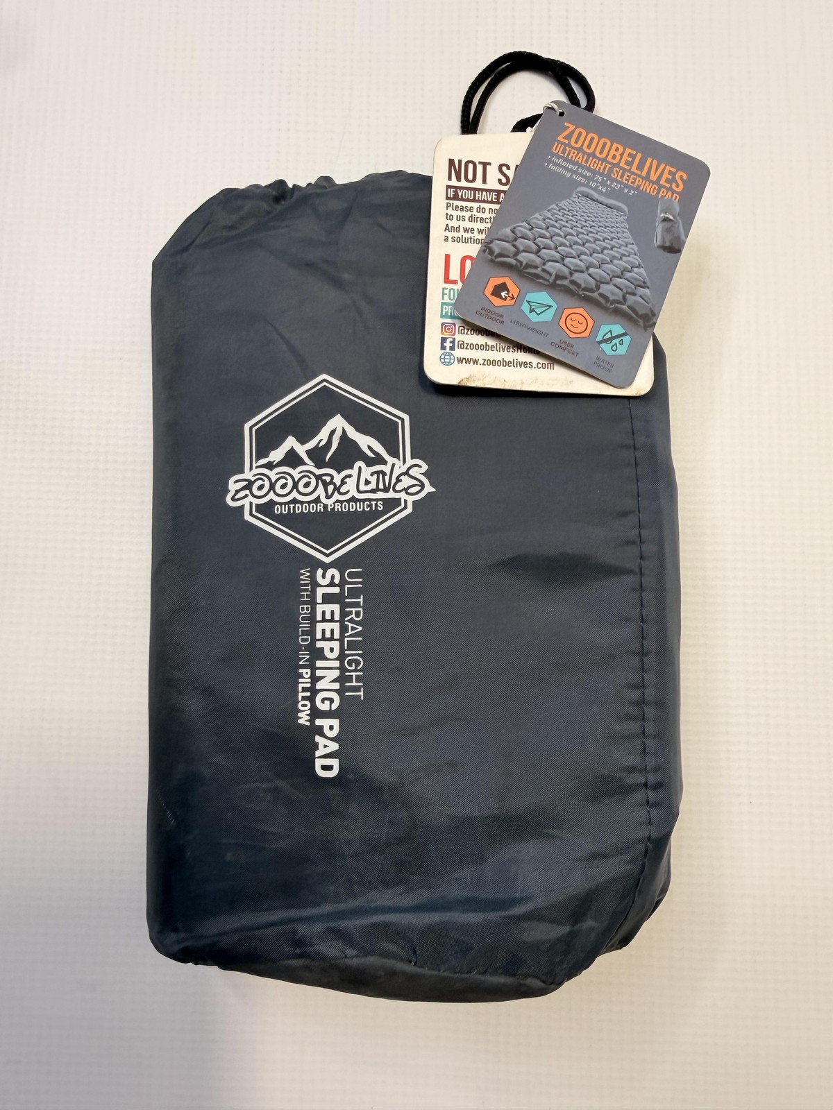 ZOOOBELIVES Ultralight Sleeping Pad Single Blue Camping Air Mat Pillow Hiking