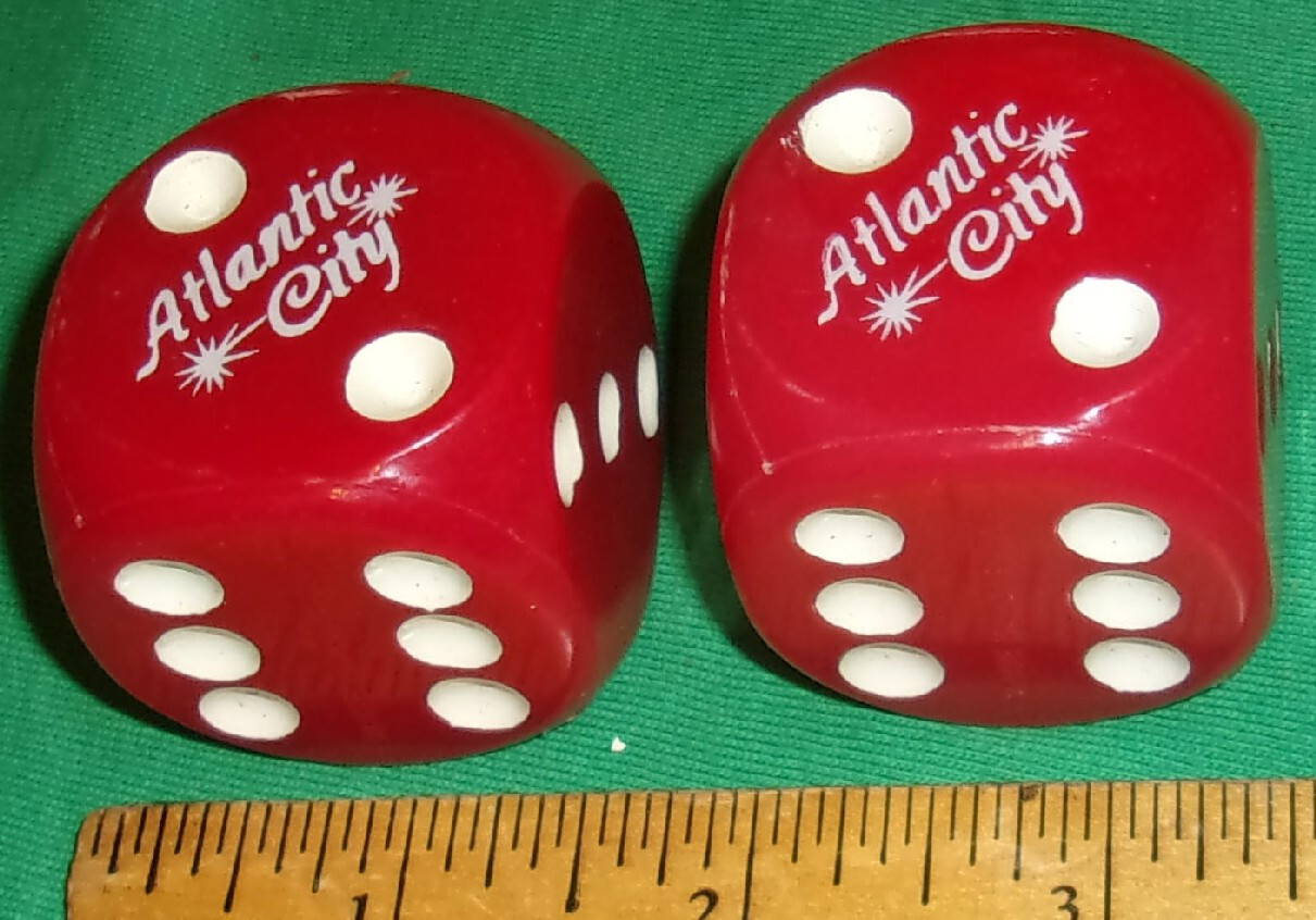 Big Giant ATLANTIC CITY LARGE OVERSIZED RED DICE CASINO COLLECTIBLE HONG KONG