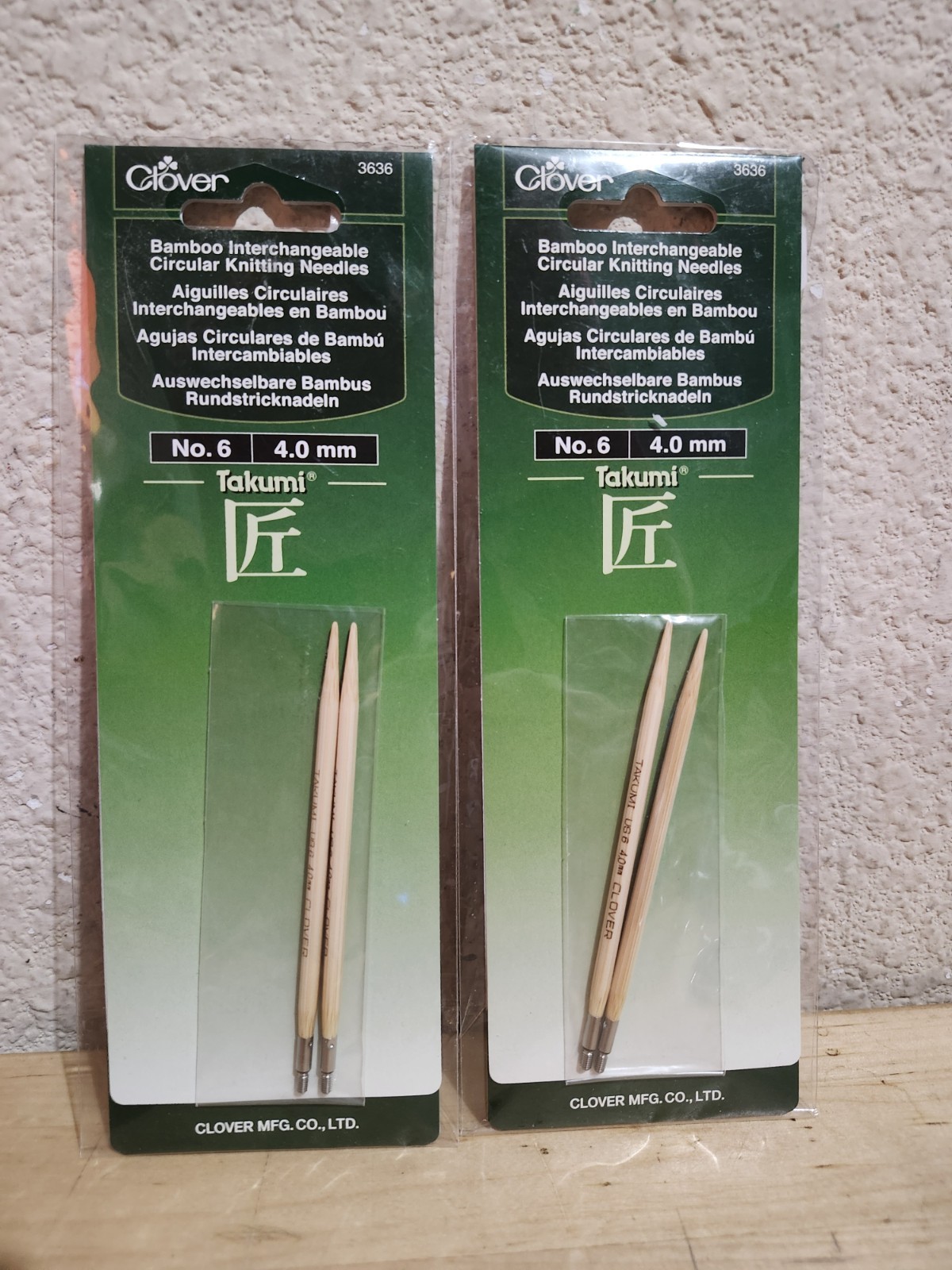 NEW LOT OF (2) CLOVER TAKUMI BAMBOO No. 6 CIRCULAR KNITTING NEEDLES 4MM #3636