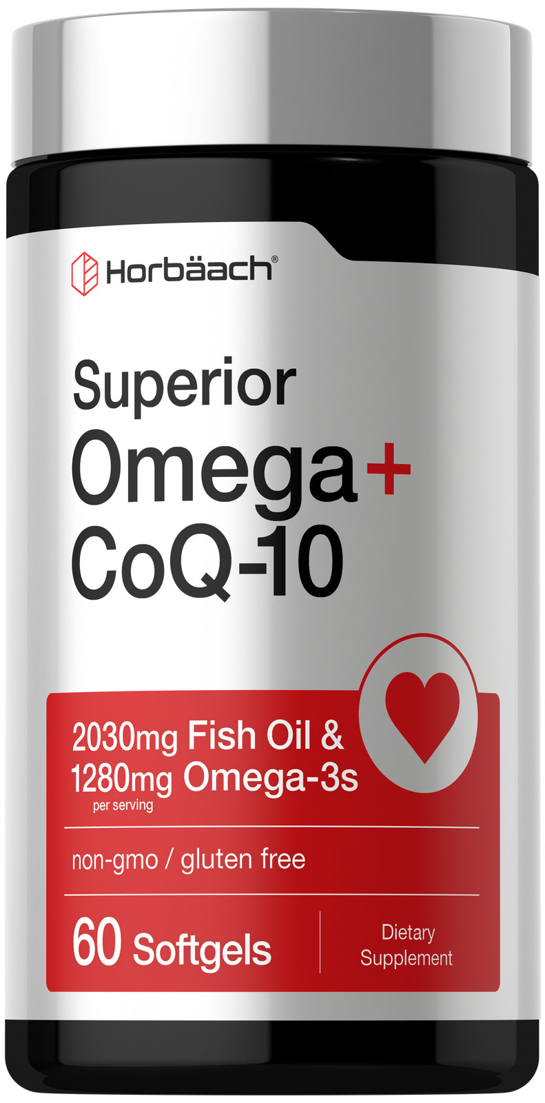 Omega with CoQ-10 | 60 Softgels | 2030mg Fish Oil | by Horbäach