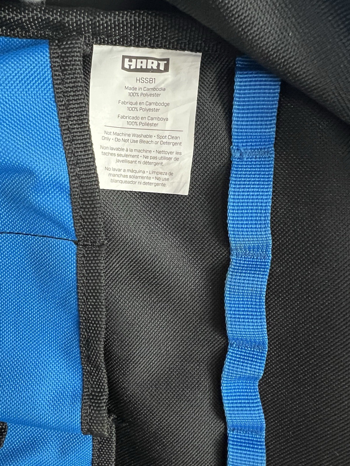 HART HSSB1 Tool Backpack Black/Blue/Gray Polyester Zip Closure