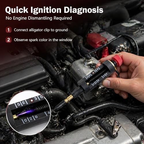 Spark Plug Tester, Adjustable Engine Ignition Detector, Portable Automotive