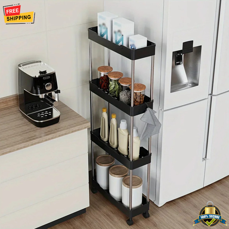 4-Tier Rolling Utility Cart with Wheels Multi-Purpose Storage Organizer