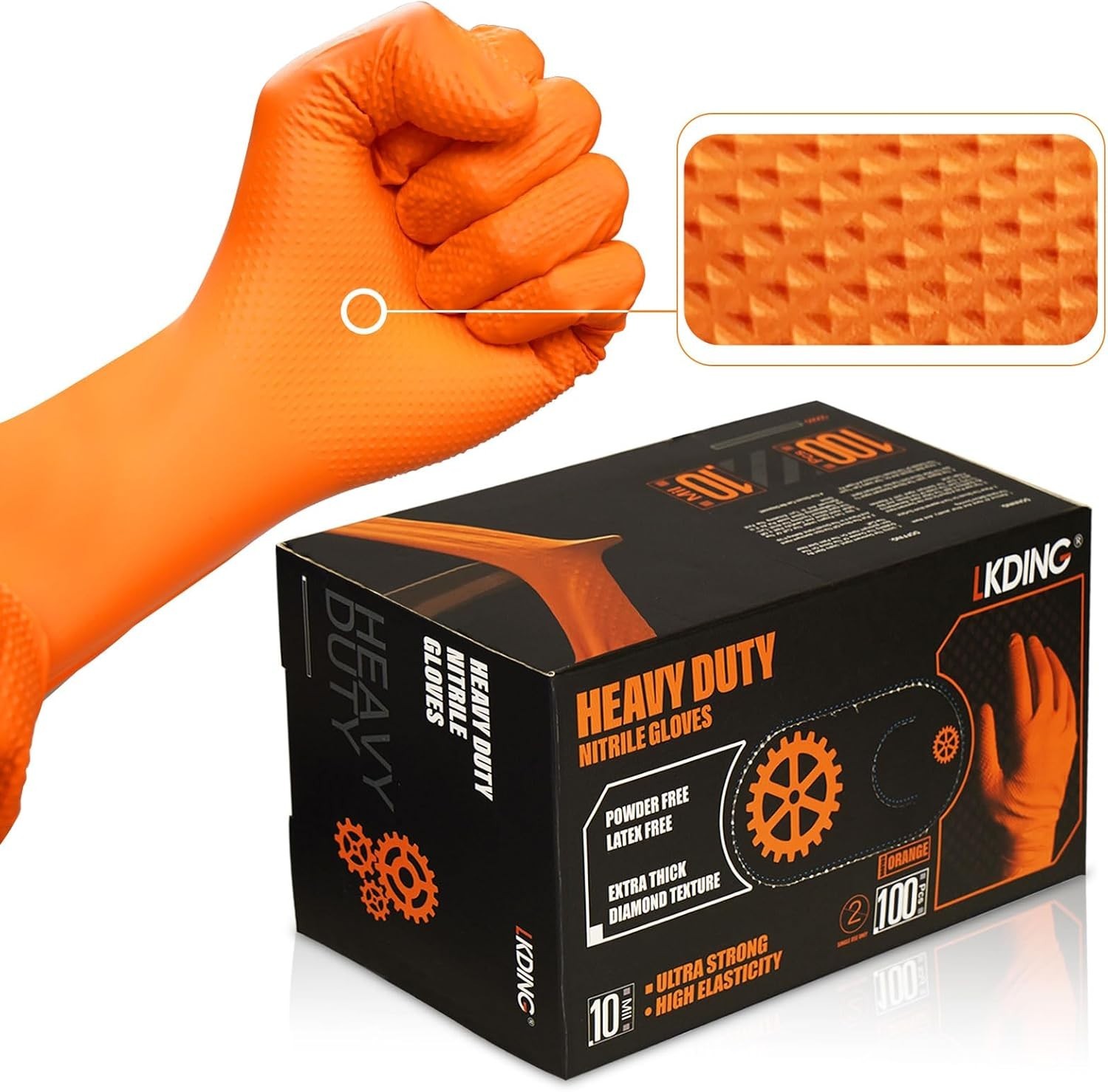 Diamond Texture Nitrile Gloves, 100 Count 50 Pairs