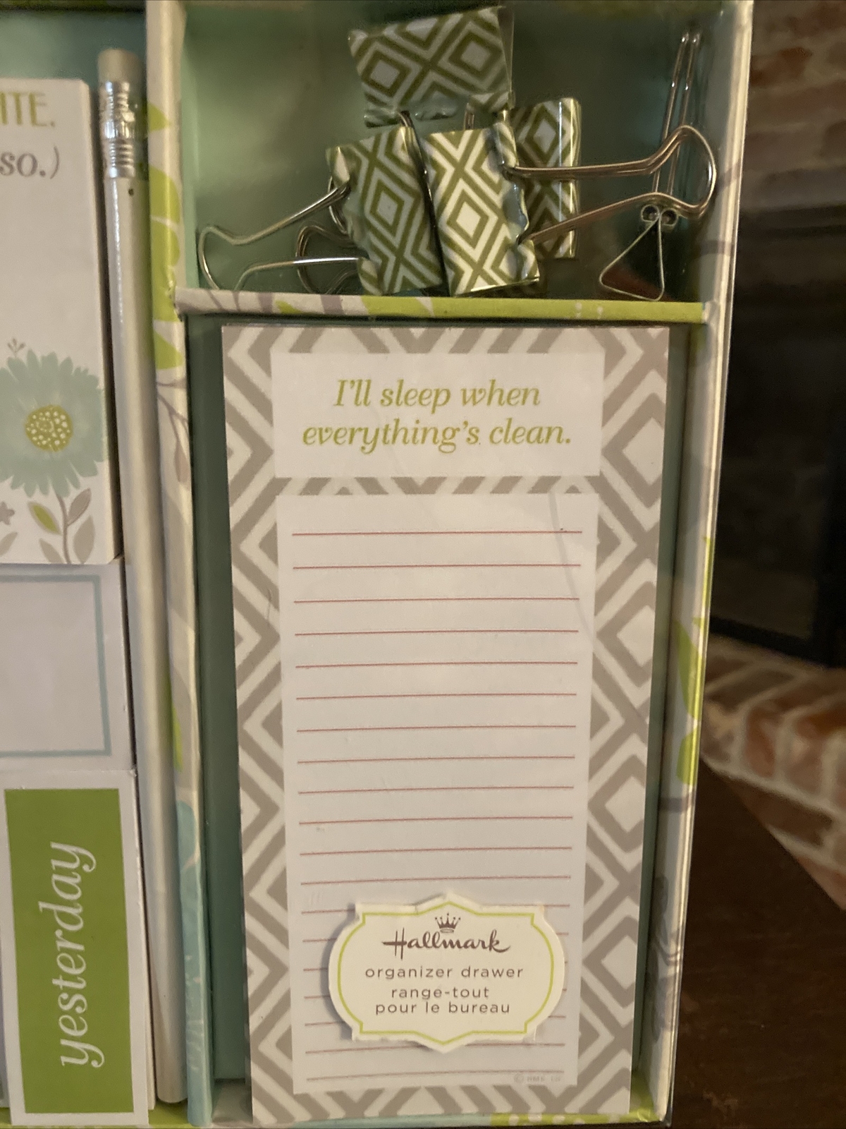 Hallmark - Organizer Drawer, Journal Notepad, Binder Clips, Self-Stick Notepad