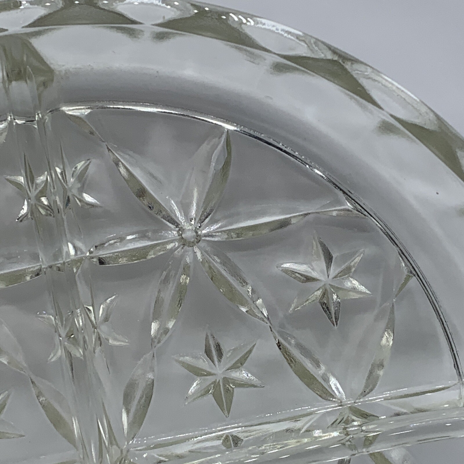 Vintage Three Part Divided Relish Dish, nut dish Star Pattern