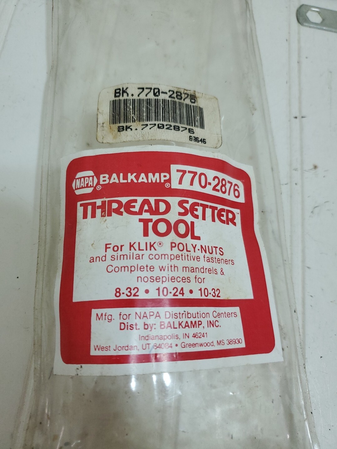MARSON 7702876 Thread Setter Tool NAPA BALKAMP 770-2876 for Klik Poly-Nuts USA