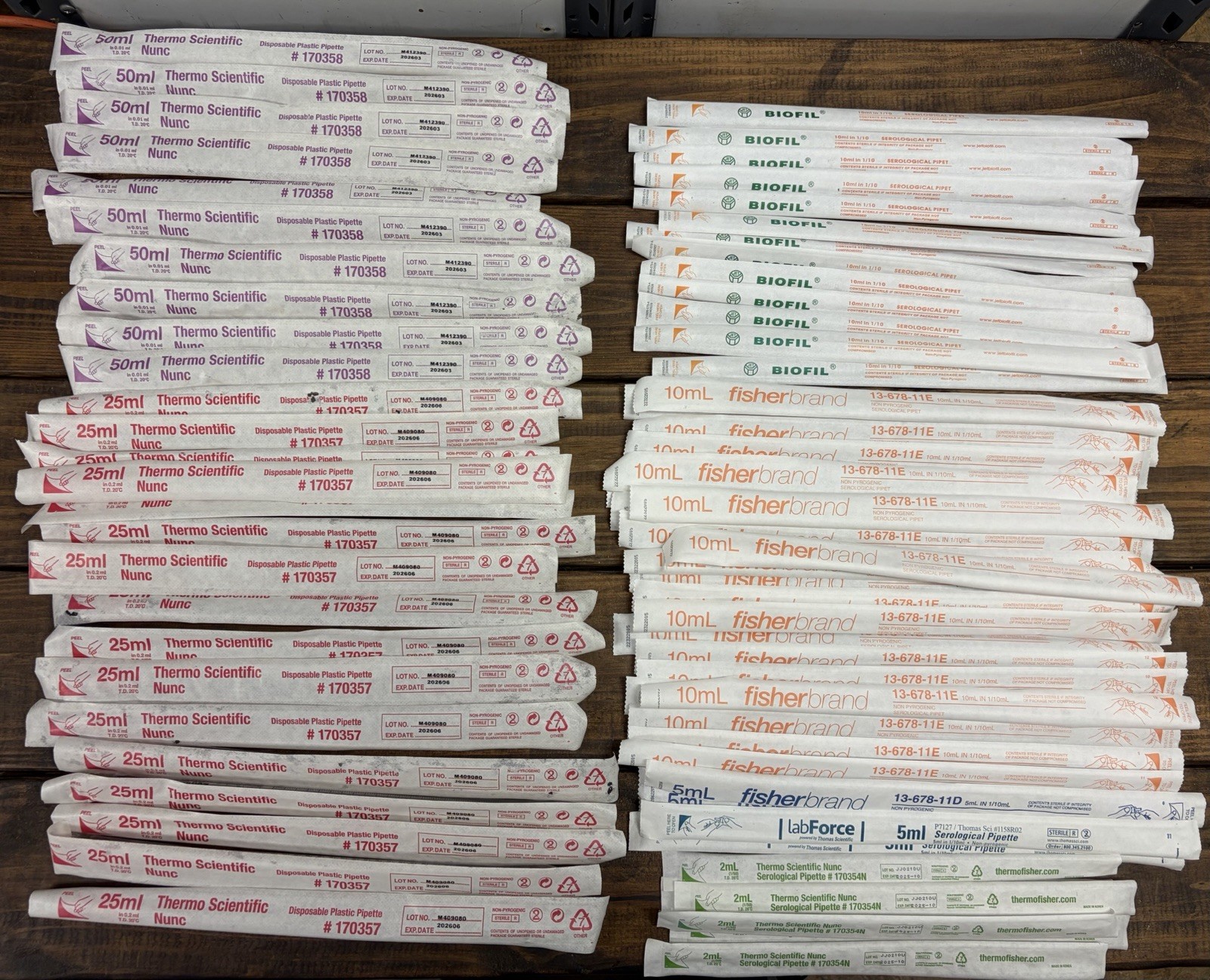 72 Sterile Serological Pipettes Thermo Scientific Fisherbrand Biofil Mixed Lot