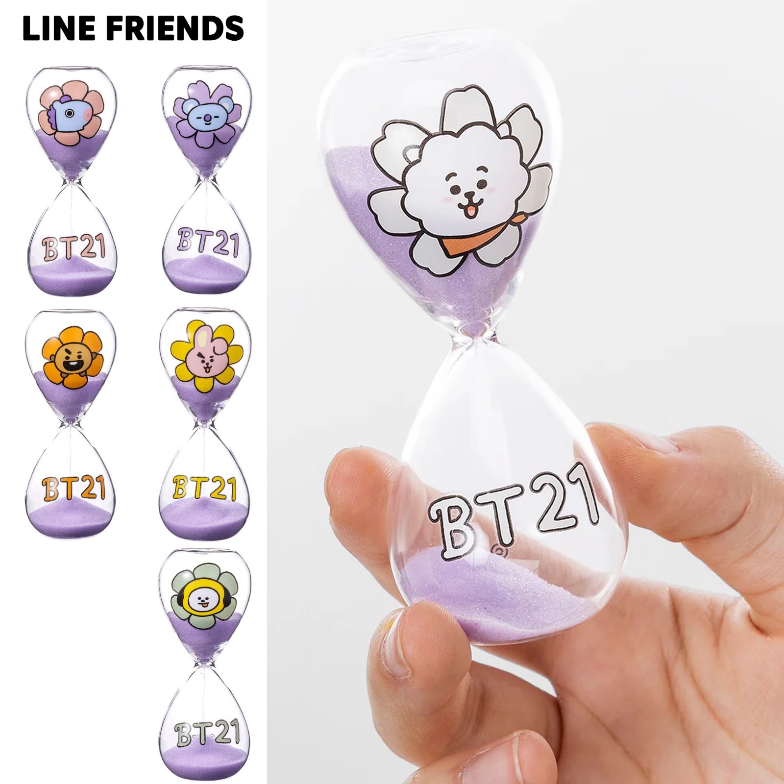 LINE FRIENDS BT21 Hourglass FLOWER Glass Silica Sand Relaxation Item JAPAN NEW